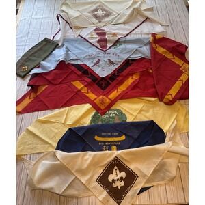 Vintage Lot‎ of 9 Boy Scouts of America Neckerchiefs Bandanas And 1 Hat BSA